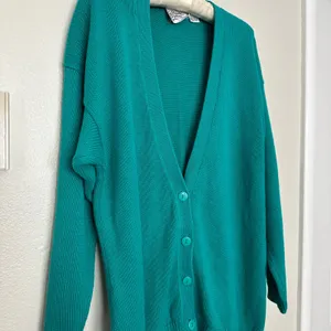 Vintage 90s Nordstrom 100% Cotton Knit Teal Button Up Vneck Cardigan Drop Sleeve thumbnail 12