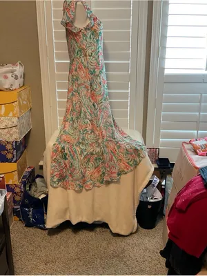 Cato Coral & Teal Floral Print Maxi Dress thumbnail 2