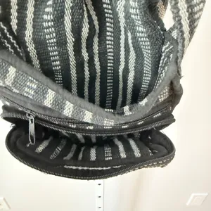 Black‎ Gray Striped Woven Crossbody Bag Multi-Pocket Travel Purse Boho Grunge thumbnail 5