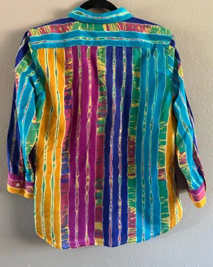 Vintage Y2K Lauren Ralph Lauren Tie-Dye Striped Blouse thumbnail 3