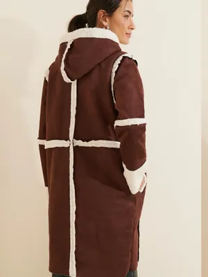 Anthro Daisy Street Borg Shearling Seam Detail Jacket thumbnail 3