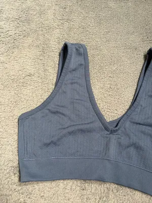 Aerie V-Neck textured Bralette Blue medium thumbnail 2