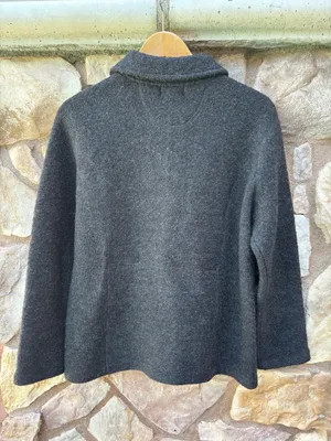 Vintage Carole Little Gray 100% Wool Jacket Full Zip Pockets Long Sleeve Size L thumbnail 4