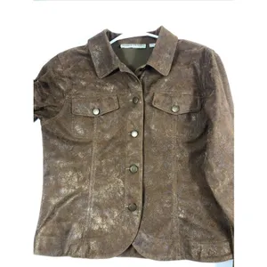 BAMBOO TRADERS Faux Leather acket size Petite Medium Brown thumbnail 2