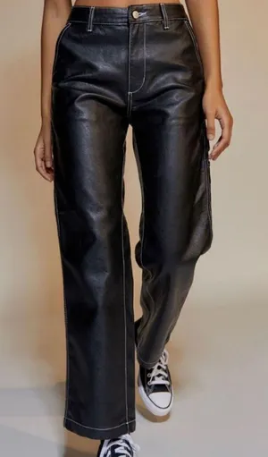 Urban Outfitters BDG Leila Faux Leather Carpenter High‎ Rise Pants sz 27 thumbnail 1