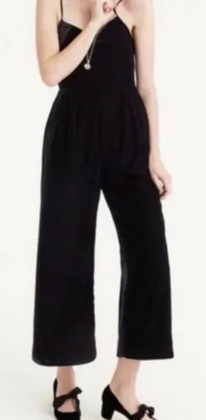 Jcrew Cropped Velvet Jumpsuit Black Size 6 thumbnail 1