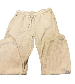Better / Together Cream Waffle Knit Thermal Jogger Sweatpants Lounge Size M thumbnail 1
