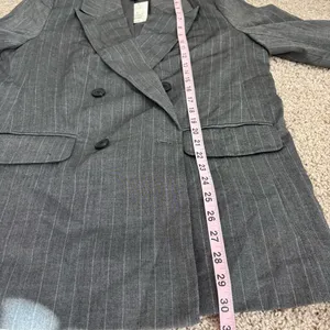 A New Day Women's Button Up Blazer Jacket, Gray Pinstripe, Medium NEW thumbnail 8