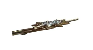 Crystal Gold Tone Celestial Starburst Bridal Hair Pin Rhinestones 5" long thumbnail 3