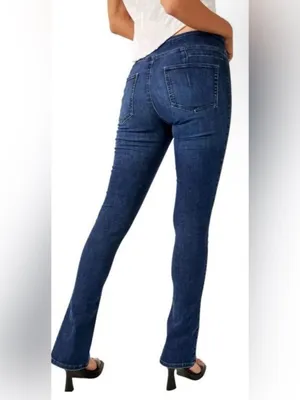 Free People We The Free Double Dutch Pull-On Slit Skinny Jeans Denim Size Medium‎ thumbnail 2