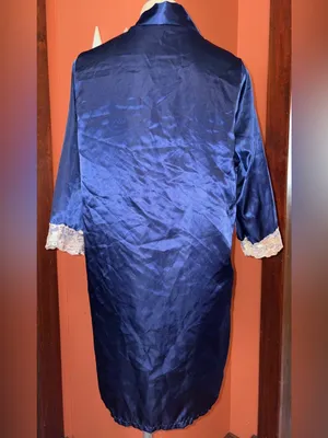Vintage Blue Satin Lace-Trim Pajama Set thumbnail 2