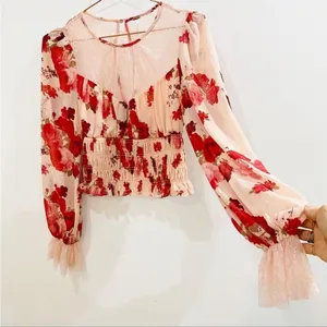 Free People red and pink lace top thumbnail 14