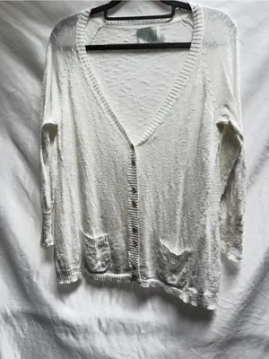 MICHAEL STARS button front cardigan with pockets in white size 1 or Medium thumbnail 2