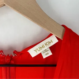 Yumi Kim Over The Edge Dress Vibrant Red Tie Front‎ Cutout Mini Size XS thumbnail 3