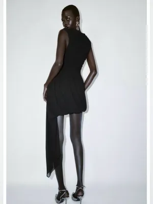 Zara SHORT DRAPED DRESS WITH ASYMMETRIC AND PUFFY‎ HEM thumbnail 3