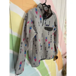 Patagonia Synchilla Snap-T Pullover Fleece Womens M Gray Print Lightweight thumbnail 2