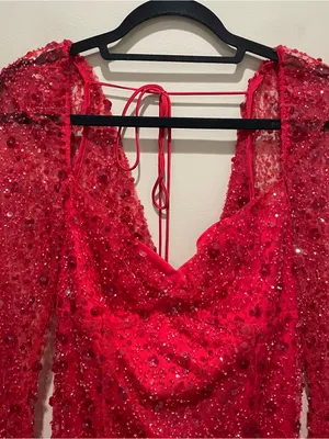 For Love & Lemons Gwendolyn Red Sequin Open Back Mini Dress Women’s Size Medium thumbnail 7