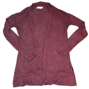 Aeropostale Burgundy Cardigan Sweater Women's Long Sleeve Lightweight Knit thumbnail 2