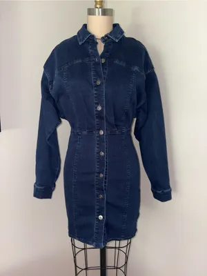 Free People Dark Wash Stretch Denim Mini Dress Size 2 thumbnail 6