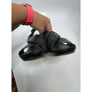 Born Wedge Sandals Womens 8 Black Good Leather Crisscross Slingback D99503 thumbnail 5