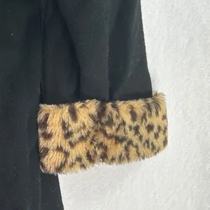 Herman Kay Vintage Black Wool Swing Coat Leopard Faux Fur Trim Plus 1X thumbnail 6