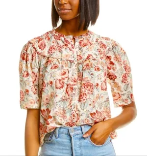 Rebecca Taylor Women's Floral Top La Vie Lucciene Size S Business Casual Travel thumbnail 1