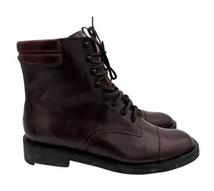 Robert Clergerie Patent Leather Burgundy‎ Cap Toe Ankle Boots Womens 8 EU 38.5 thumbnail 1