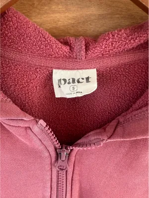 Pact Organic Cotton Fleece Full Zip Hoodie Sweatshirt Mauve Pink Women’s Small thumbnail 7