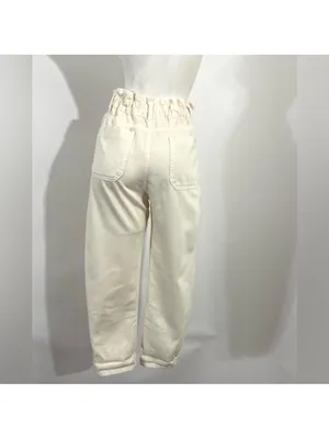 Zara baggy high waisted paperbag jeans in Ecru.....size US 2 thumbnail 5