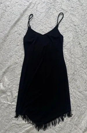 Vintage City Triangles Y2K Fairy Grunge Slip Dress Beaded Black Goth Formal Sz M thumbnail 1
