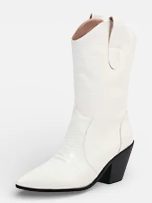 Amazon White Croc Cowboy Boots size 9 Western Festival Cowgirl Boots thumbnail 1