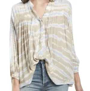Young Fabulous & Broke Size L Beige Tie Dye Long Sleeve Peasant Blouse thumbnail 1