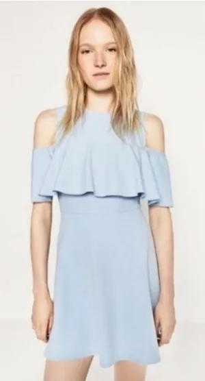 Zara Woman Blue Short Sleeve mini Dress thumbnail 1