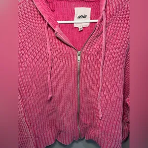 Aerie Pink Woven Full Zip Hooded Mineral Wash Small Boho Bohemian Hippie thumbnail 5