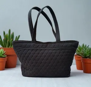 Vera Bradley small quilted black tote bag thumbnail 1