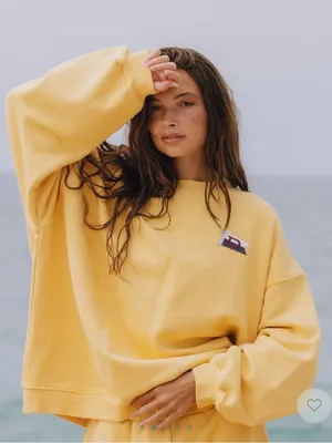 Daily Drills Sunny Yellow Heavyweight Oversized Out East Crewneck Sweatshirt thumbnail 3
