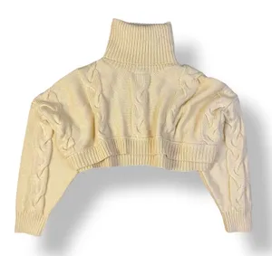 Urban Outfitters Cropped Turtleneck Sweater Womens Size L Yellow‎ thumbnail 1