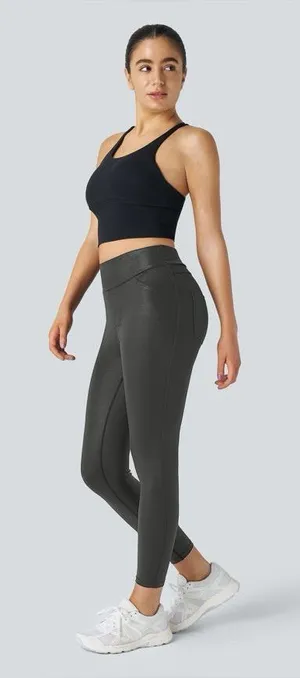 Halara SoftlyZero Faux Leather High Waisted Pocket Work Leggings Size Medium thumbnail 1