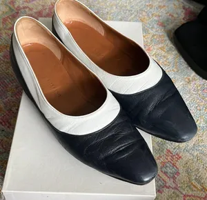 Giorgio Armani navy/white leather flat thumbnail 1
