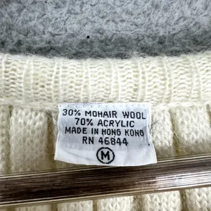 Vintage Sweater Womens Medium Ivory Mohair Blend Open Knit Ruffle Grandma‎ Regal thumbnail 2