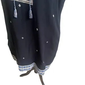 Madewell Suncoast Embroidered Shift Dress Women's Sz 12 Sleeveless Black Tassel thumbnail 6
