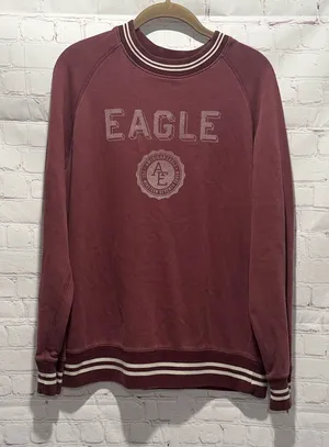 American Eagle Outfitters Burgundy Crewneck Logo Sweatshirt Woman’s Size‎ Medium thumbnail 1