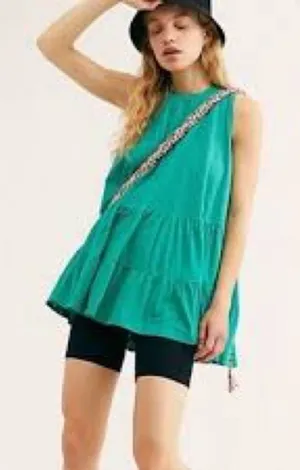 Free People green tank‎ tunic high neck size small oversized thumbnail 1