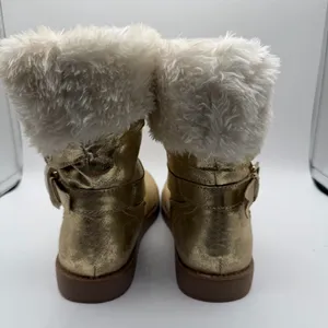 G by Guess Gold Metallic Faux Fur Fold Over Winter Boots Women’s 6 NWOB thumbnail 4
