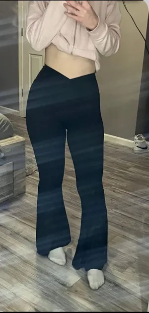Aerie Black Crossover Flare Leggings thumbnail 1