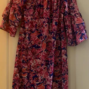Floral ladies Dress - Pink and Blue knee length thumbnail 2