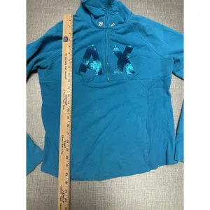 Armani Exchange‎ Pullover Sweatshirt Womens XL Turquoise Blue Good Sequin Logo thumbnail 8