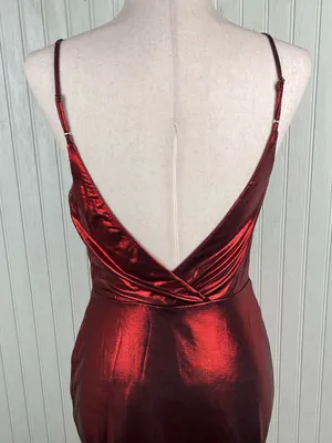 Revolve H:ours Lilith Dress Metallic Dark Red Size Small Draped Mini Going Out thumbnail 9