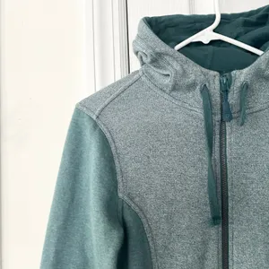 Pact Organic Two Tone Green Heather Full Zip Hooded Sweatshirt Jacket Small thumbnail 2