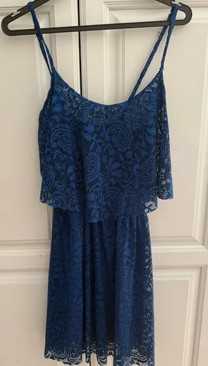 Blue Lace Spaghetti Strap Dress XS Size 2 thumbnail 1